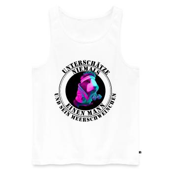 Guinea Pig Graphic Meerschweinchen - Männer Premium Bio Tank Top - Weiß - Vorne - Michal (187cm)