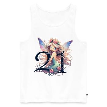 21 Years Fairy Elf Cute Blonde Birthday Gift - Men's Premium Organic Tank Top - white - Front - AI Model Male 178 light (178cm)