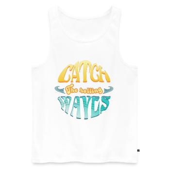 Surf et CatchTheWaves - Débardeur bio Premium Homme - blanc - Devant - Michal (187cm)