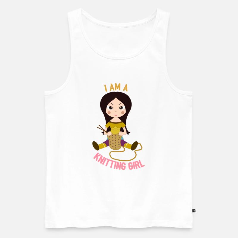 Ich bin ein Strickmädchen - Männer Premium Bio Tank Top - Weiß