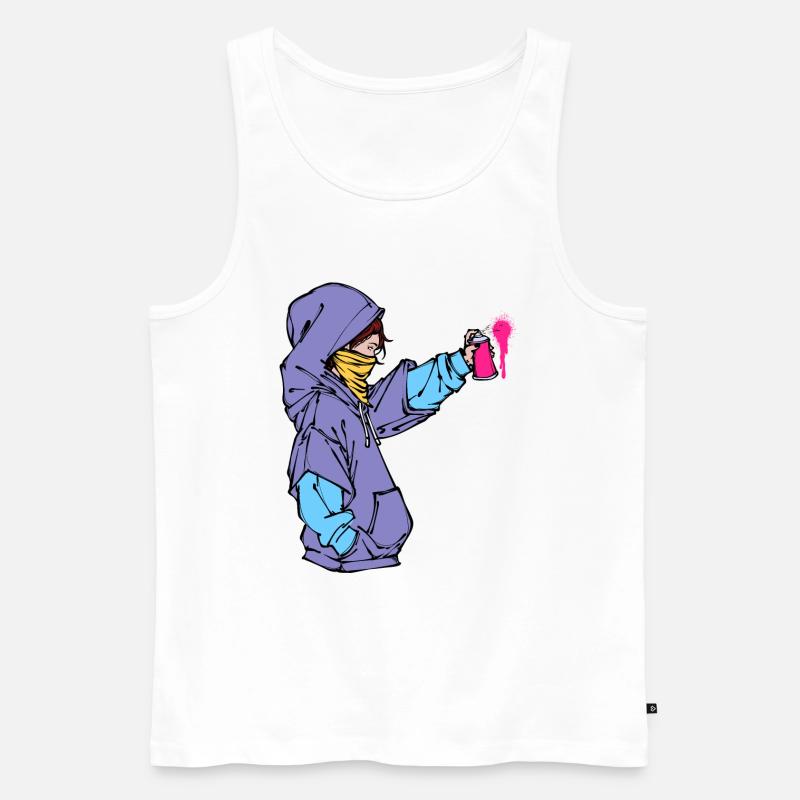 Graffiti Spraydose Kunst Strassenkunst Sprayer - Männer Premium Bio Tank Top - Weiß