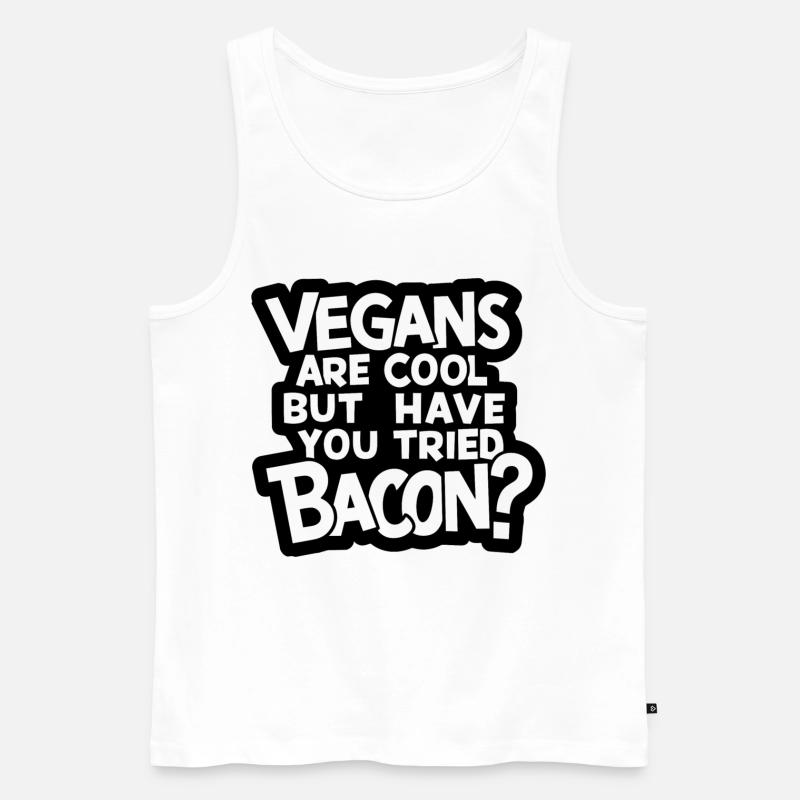 Les végétaliens, c’est cool, mais avez-vous essayé le bacon ? - Débardeur bio Premium Homme - blanc