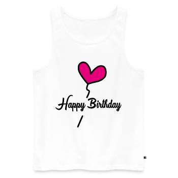 HAPPY BIRTHDAY - Débardeur bio Premium Homme - blanc - Devant - Michal (187cm)
