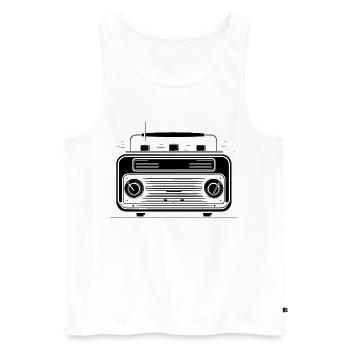 Radio à l’ancienne - Débardeur bio Premium Homme - blanc - Devant - AI Model Male 178 light (178cm)