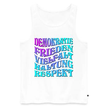 POLITIK HALTUNG - DEMOKRATIE WÄHLEN GEHEN - Männer Premium Bio Tank Top - Weiß - Vorne - Michal (187cm)