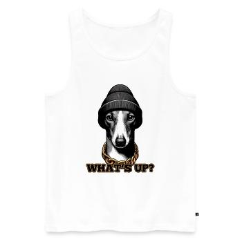Windhund Was geht ab? Hund Geschenk - Männer Premium Bio Tank Top - Weiß - Vorne - AI Model Male 178 light (178cm)
