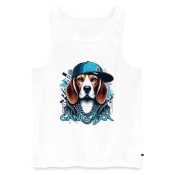 Beagle Gangsta Hund Cappy Geschenk - Männer Premium Bio Tank Top - Weiß - Vorne - Michal (187cm)