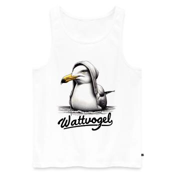 Wattvogel Coole Möwe mit Kapuze - Männer Premium Bio Tank Top - Weiß - Vorne - Michal (187cm)