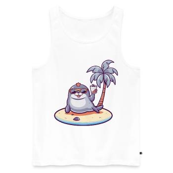 Seal Summer Beach Vacation - Men's Premium Organic Tank Top - white - Front - AI Model Male 178 light (178cm)