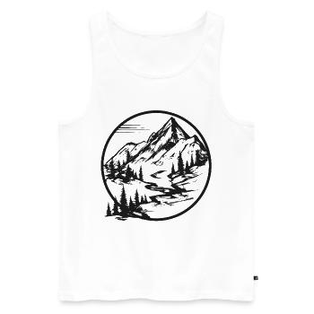 Berglandschaft | Wanderweg | Wandern in den Bergen - Männer Premium Bio Tank Top - Weiß - Vorne - AI Model Male 178 light (178cm)