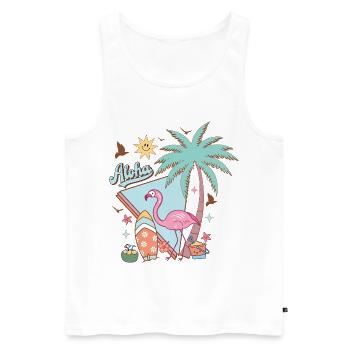 Aloha Sommer - Männer Premium Bio Tank Top - Weiß - Vorne - Michal (187cm)