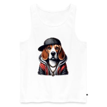 Beagle Gangsta Hund Cappy Geschenk - Männer Premium Bio Tank Top - Weiß - Vorne - Michal (187cm)