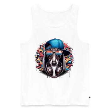 Greyhound Gangsta Dog Graffiti Gift - Men's Premium Organic Tank Top - white - Front - Michal (187cm)