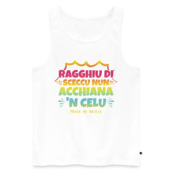 T-shirt Sicile t-shirt Proverbe sicilien - Débardeur bio Premium Homme - blanc - Devant - AI Model Male 178 light (178cm)