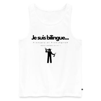 I am Bilingual - Men's Premium Organic Tank Top - white - Front - AI Model Male 178 light (178cm)