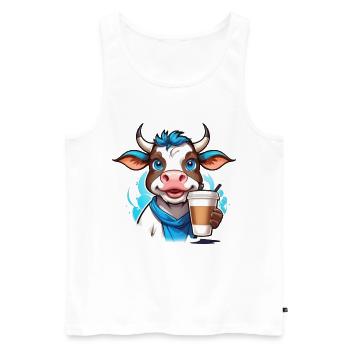 Coffee Cow - Men's Premium Organic Tank Top - white - Front - AI Model Male 178 light (178cm)