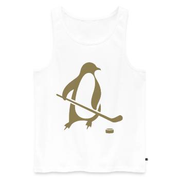 Pinguin Eishockey Silhouette Minimalistisch - Männer Premium Bio Tank Top - Weiß - Vorne - Michal (187cm)