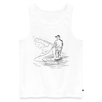 Fishing Drawing - Men's Premium Organic Tank Top - white - Front - Michal (187cm)