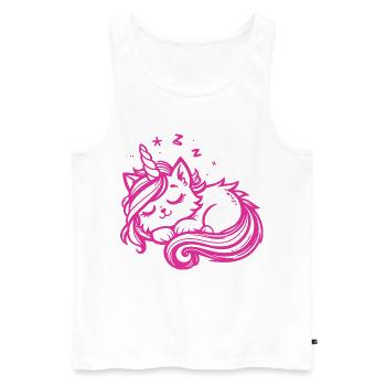 Sleeping Unicorn Cat (Pink) - Men's Premium Organic Tank Top - white - Front - Michal (187cm)