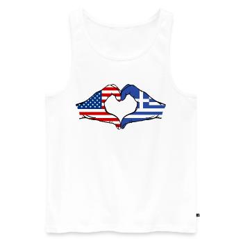 États-Unis Grèce Drapeau Mains Coeur Forme - Débardeur bio Premium Homme - blanc - Devant - AI Model Male 178 light (178cm)
