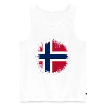 Conception du drapeau de la Norvège Grunge Norge Norvège - Débardeur bio Premium Homme - blanc - Devant - AI Model Male 178 light (178cm)