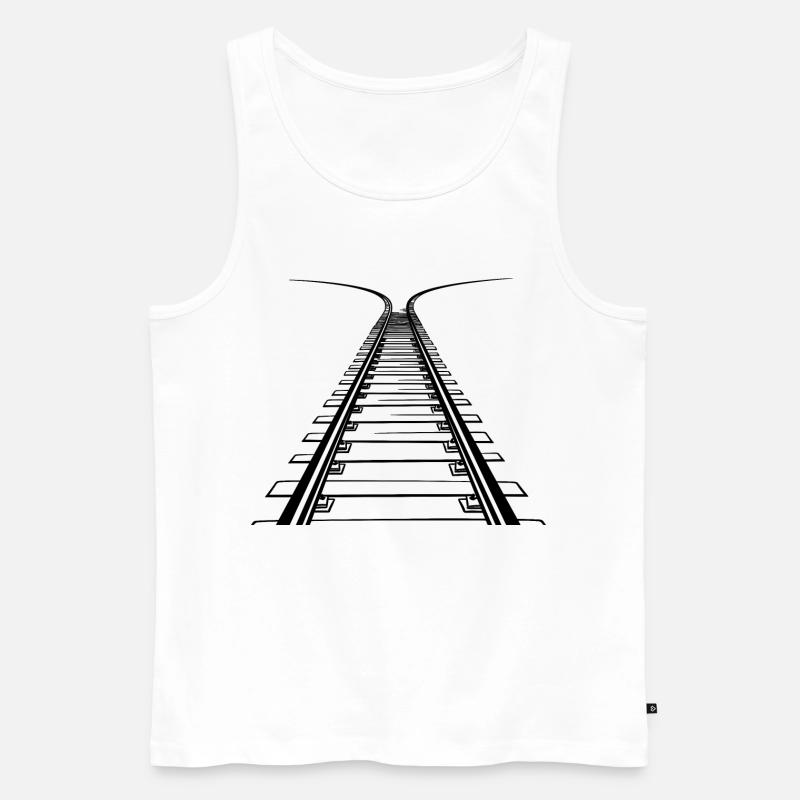Eisenbahn Zeichnung - Männer Premium Bio Tank Top - Weiß