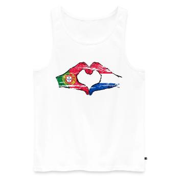 Portugal Hollande Drapeau Mains Coeur Forme Utilisé - Débardeur bio Premium Homme - blanc - Devant - Michal (187cm)
