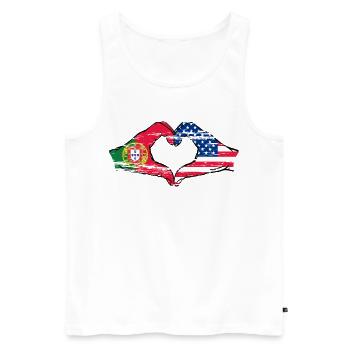 Portugal USA Drapeau Mains Coeur Utilisé - Débardeur bio Premium Homme - blanc - Devant - Michal (187cm)