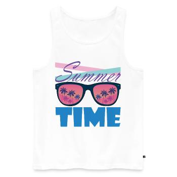 Sommerzeit Palmen-Sonnenbrille - Männer Premium Bio Tank Top - Weiß - Vorne - Michal (187cm)