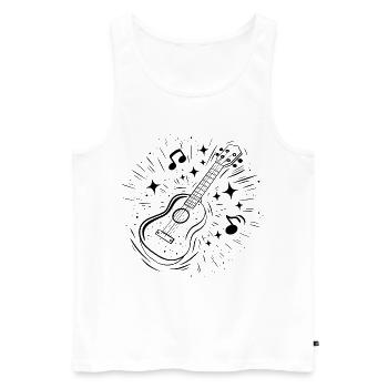 Ukulélé Dessin au trait - Débardeur bio Premium Homme - blanc - Devant - AI Model Male 178 light (178cm)