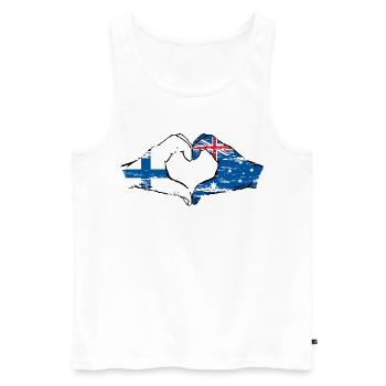 Finlande Australie Drapeau Coeur Utilisé - Débardeur bio Premium Homme - blanc - Devant - Michal (187cm)