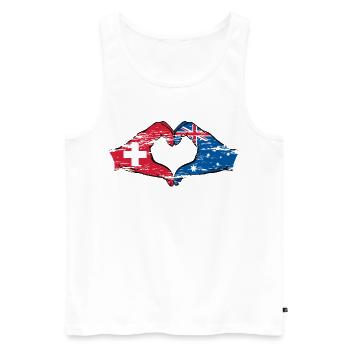 Suisse Australie drapeau coeur utilisé - Débardeur bio Premium Homme - blanc - Devant - Michal (187cm)