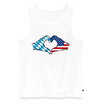 Mains de drapeau de la Bavière des États-Unis en forme de coeur - Débardeur bio Premium Homme - blanc - Devant - AI Model Male 178 light (178cm)