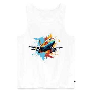 Flugzeug Graffiti - Männer Premium Bio Tank Top - Weiß - Vorne - Michal (187cm)