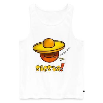 Siesta - Funny Emoticon with Sombrero Hat - Men's Premium Organic Tank Top - white - Front - AI Model Male 178 light (178cm)