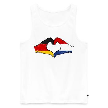 Germany Holland Flag Hands Heart Shape Used - Men's Premium Organic Tank Top - white - Front - Michal (187cm)