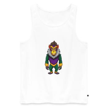 Mandrill Funny Kawaii Cartoon Character Clipart - Men's Premium Organic Tank Top - white - Front - AI Model Male 178 light (178cm)