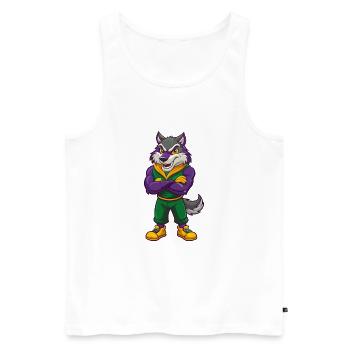 Wolf Funny Kawaii Cartoon Character Clipart - Men's Premium Organic Tank Top - white - Front - AI Model Male 178 light (178cm)