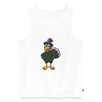 Turquie Drôle Kawaii Dessin animé Personnage Clipart - Débardeur bio Premium Homme - blanc - Devant - AI Model Male 178 light (178cm)