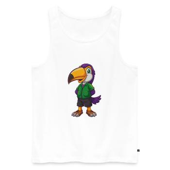 Toucan Funny Kawaii Cartoon Character Clipart - Men's Premium Organic Tank Top - white - Front - Michal (187cm)