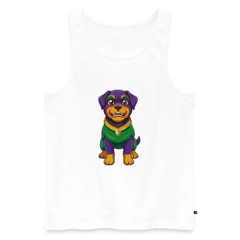 Rottweiler Dog Funny Kawaii Cartoon Character - Men's Premium Organic Tank Top - white - Front - Michal (187cm)