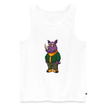 rhinocéros drôle kawaii personnage de dessin animé clipart - Débardeur bio Premium Homme - blanc - Devant - Michal (187cm)