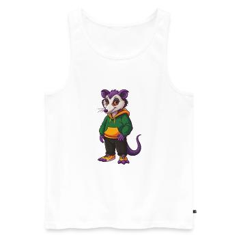 Opossum Drôle Kawaii Dessin animé Personnage Clipart - Débardeur bio Premium Homme - blanc - Devant - Michal (187cm)