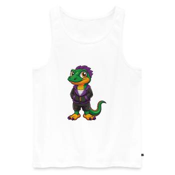 Eidechse Lustige Kawaii Cartoon Figur Clipart - Männer Premium Bio Tank Top - Weiß - Vorne - AI Model Male 178 light (178cm)