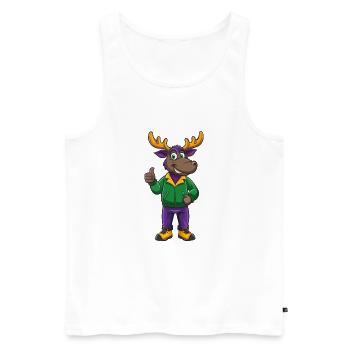 Moose Funny Kawaii Cartoon Character Clipart - Men's Premium Organic Tank Top - white - Front - Michal (187cm)