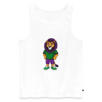 Lion Drôle Kawaii Dessin Animé Personnage Clipart - Débardeur bio Premium Homme - blanc - Devant - Michal (187cm)