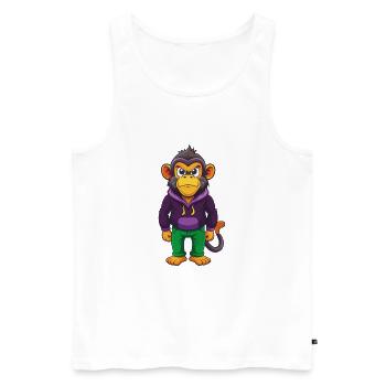 Monkey Funny Kawaii Cartoon Character Clipart - Men's Premium Organic Tank Top - white - Front - AI Model Male 178 light (178cm)