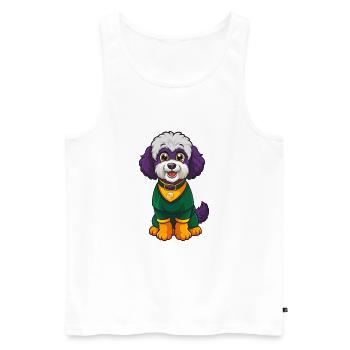 Bichon frisé chien drôle Kawaii personnage de dessin animé - Débardeur bio Premium Homme - blanc - Devant - Michal (187cm)