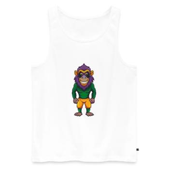 Babouin Drôle Kawaii Dessin animé Personnage Clipart - Débardeur bio Premium Homme - blanc - Devant - AI Model Male 178 light (178cm)