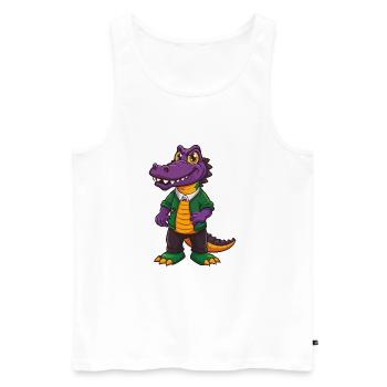 Alligator Drôle Kawaii Dessin animé Personnage Clipart - Débardeur bio Premium Homme - blanc - Devant - Michal (187cm)